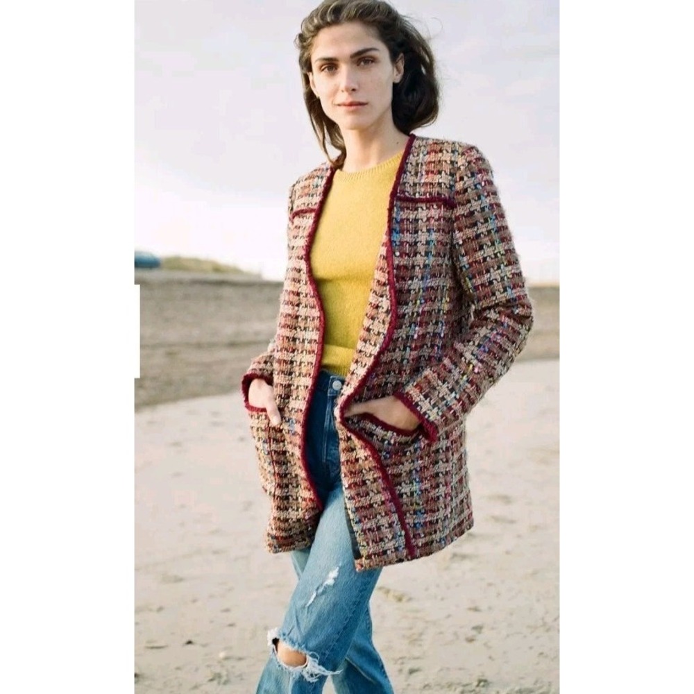 Anthropologie ETT TWA Harlequin‎ Tweed Blazer Size XS Menswear Inspired